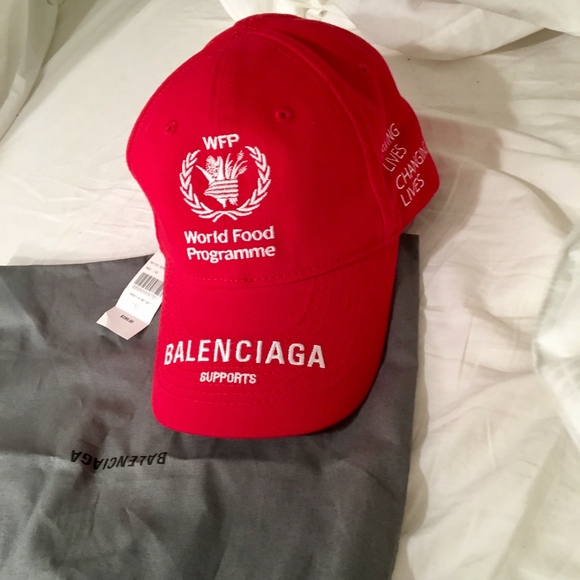 red balenciaga hat